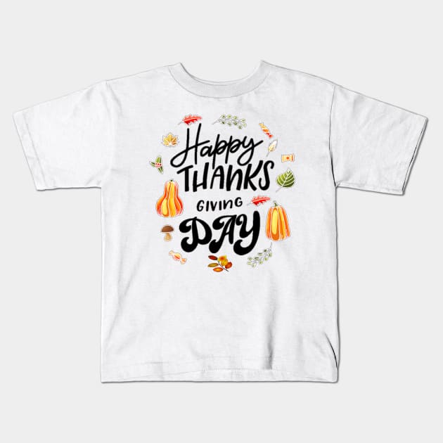 Happy Thanksgiving Day Kids T-Shirt by karascom